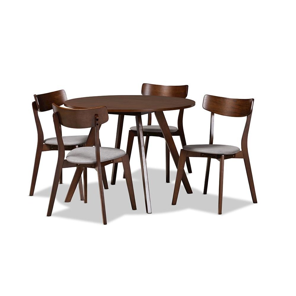 Walnut Brown Finished Wood 5-Piece Dining Set. Picture 1