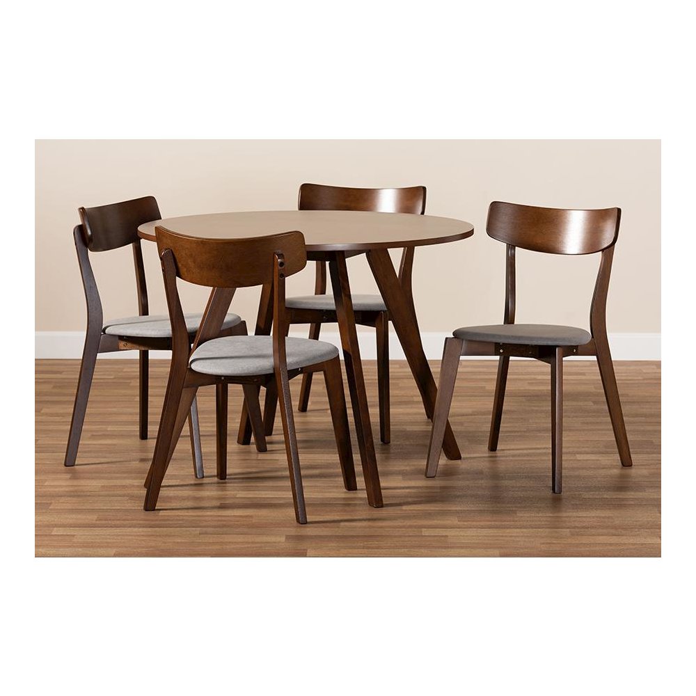 Walnut Brown Finished Wood 5-Piece Dining Set. Picture 7
