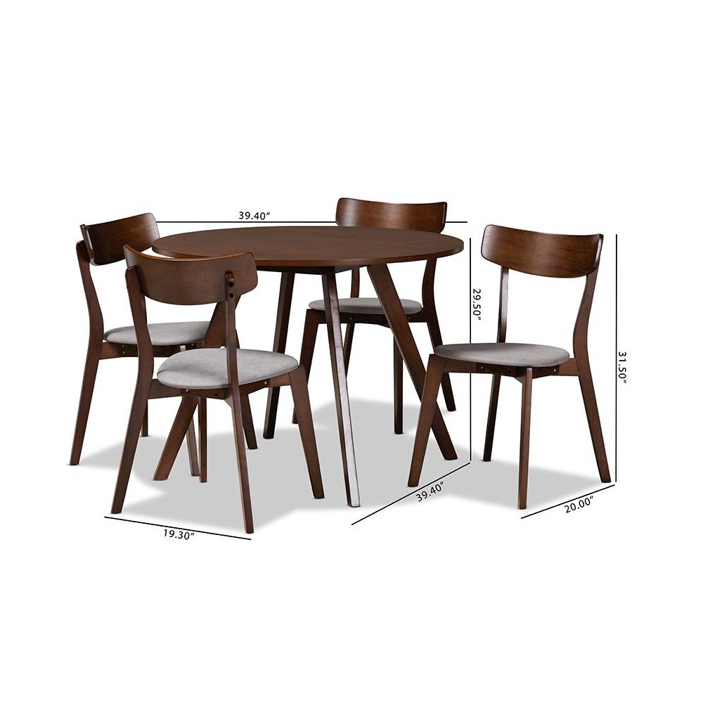 Walnut Brown Finished Wood 5-Piece Dining Set. Picture 8