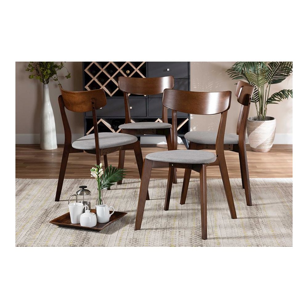 Walnut Brown Finished Wood 4-Piece Dining Chair Set. Picture 4