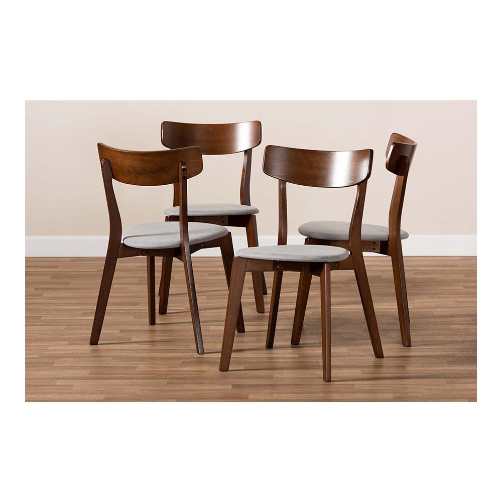 Walnut Brown Finished Wood 4-Piece Dining Chair Set. Picture 5