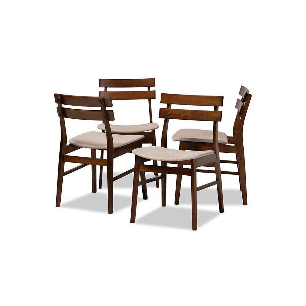 Walnut Brown Finished Wood 4-Piece Dining Chair Set. Picture 1