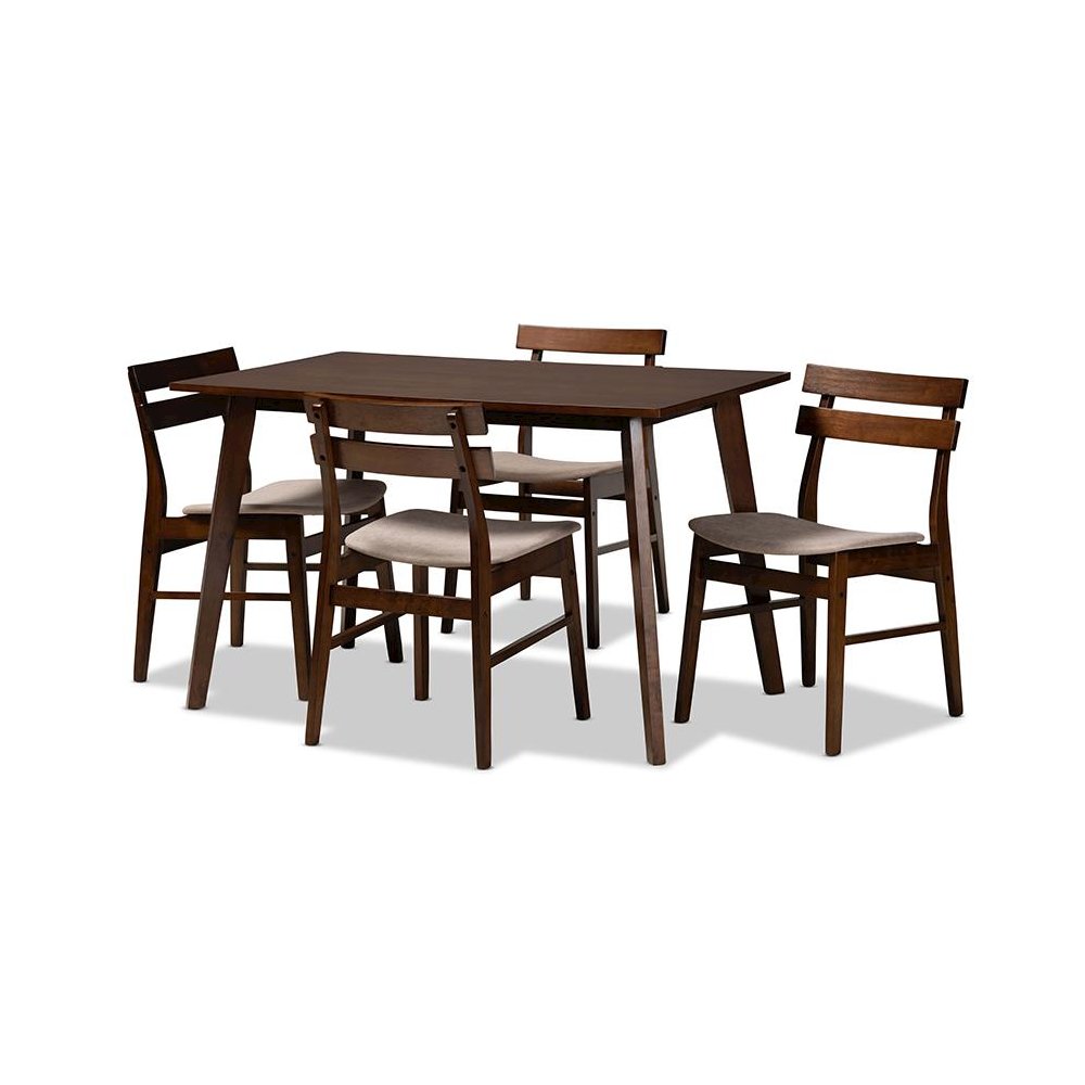 Walnut Brown Finished Wood 5-Piece Dining Set. Picture 1