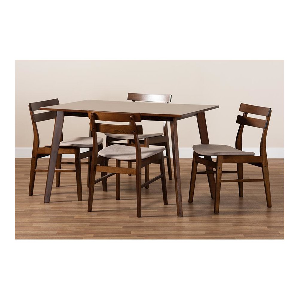 Walnut Brown Finished Wood 5-Piece Dining Set. Picture 7