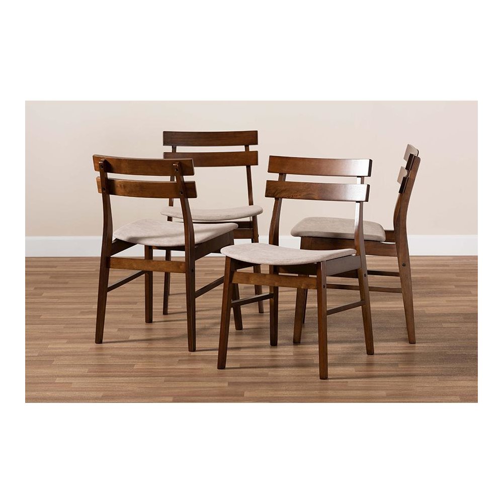 Walnut Brown Finished Wood 4-Piece Dining Chair Set. Picture 5