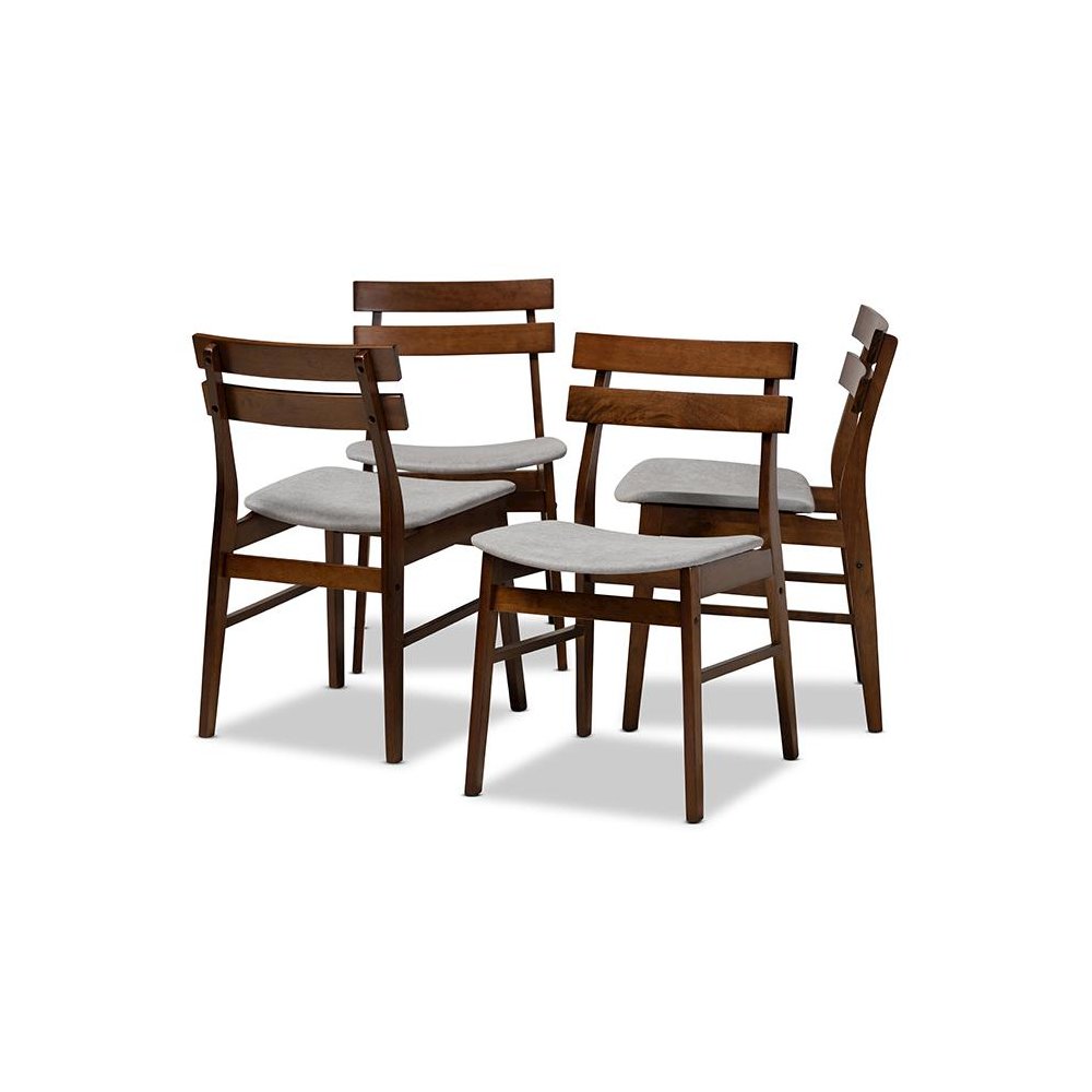 Walnut Brown Finished Wood 4-Piece Dining Chair Set. Picture 1