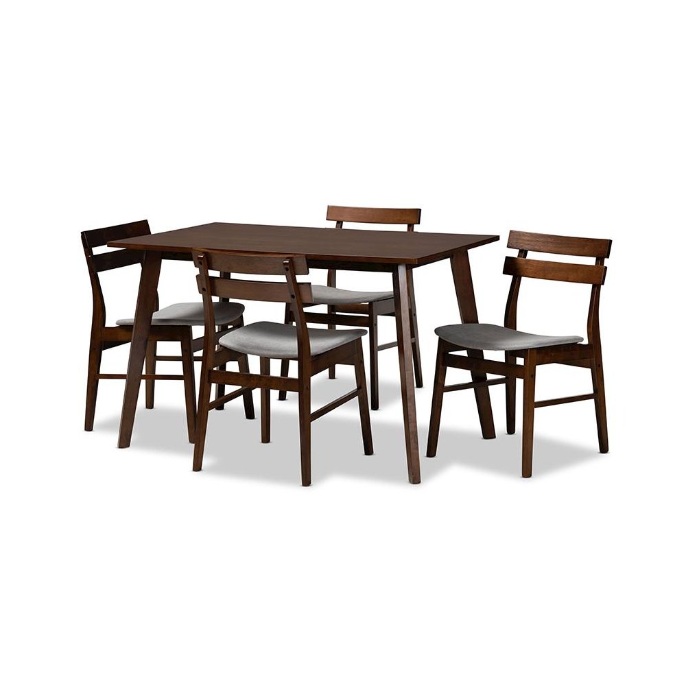 Walnut Brown Finished Wood 5-Piece Dining Set. Picture 1