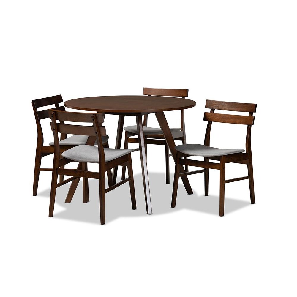 Walnut Brown Finished Wood 5-Piece Dining Set. Picture 1