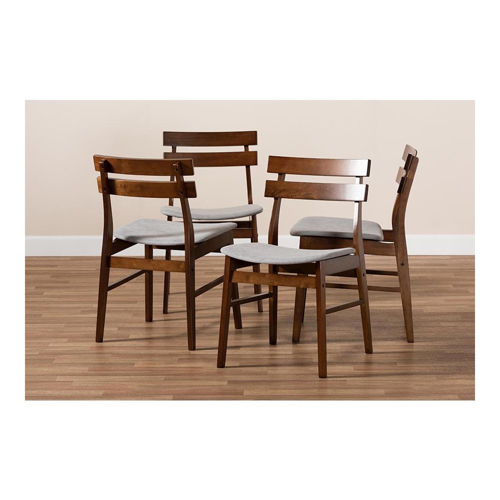 Walnut Brown Finished Wood 4-Piece Dining Chair Set. Picture 5