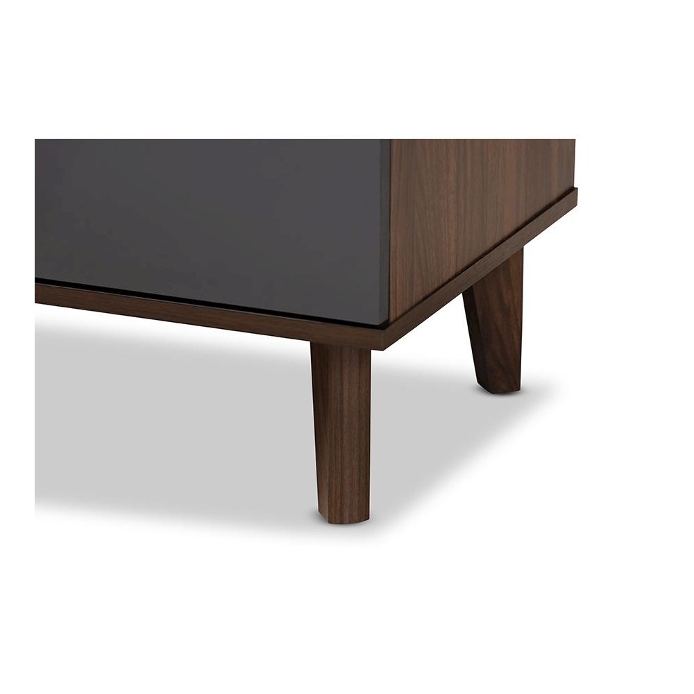 Moina Mid-Century Modern Two-Tone Walnut Brown and Grey Finished Wood TV Stand. Picture 6