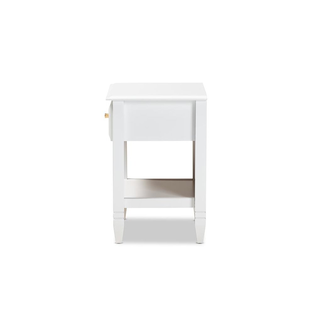 Naomi Classic and Transitional White Finished Wood 1-Drawer Bedroom Nightstand. Picture 4