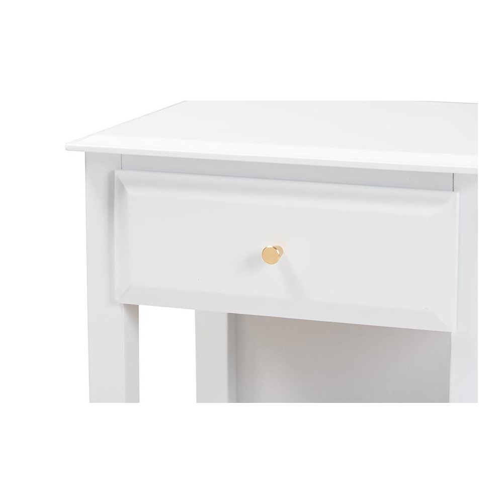 Naomi Classic and Transitional White Finished Wood 1-Drawer Bedroom Nightstand. Picture 5