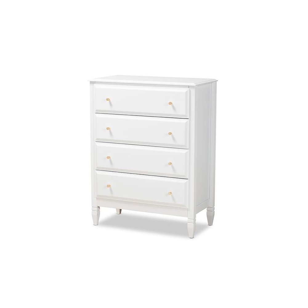 Naomi Classic and Transitional White Finished Wood 4-Drawer Bedroom Chest. Picture 1