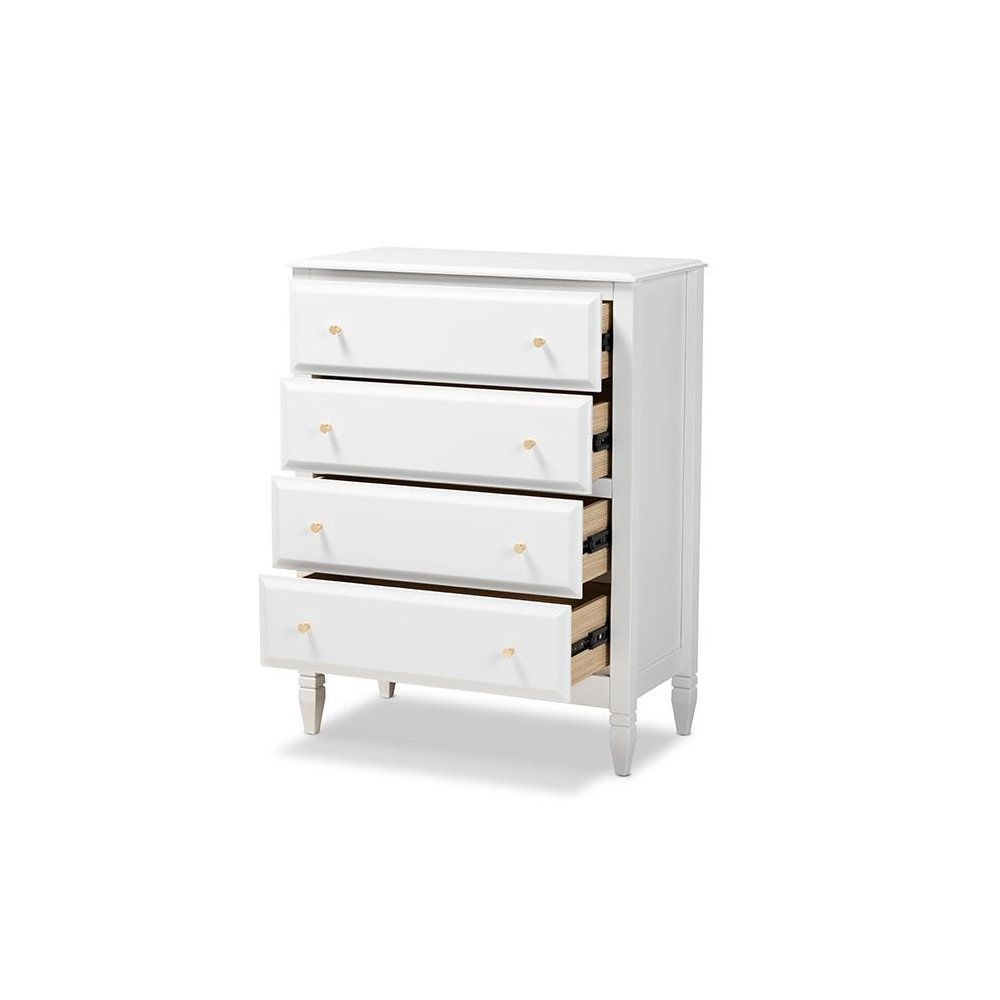 Naomi Classic and Transitional White Finished Wood 4-Drawer Bedroom Chest. Picture 2