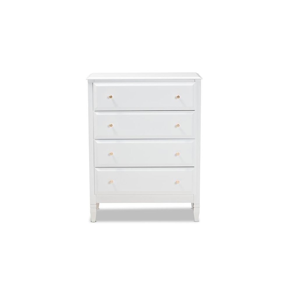 Naomi Classic and Transitional White Finished Wood 4-Drawer Bedroom Chest. Picture 3