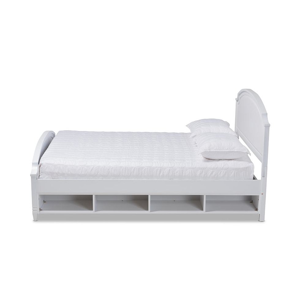 Traditional Transitional White Finished Wood Full Size Storage Platform Bed. Picture 2