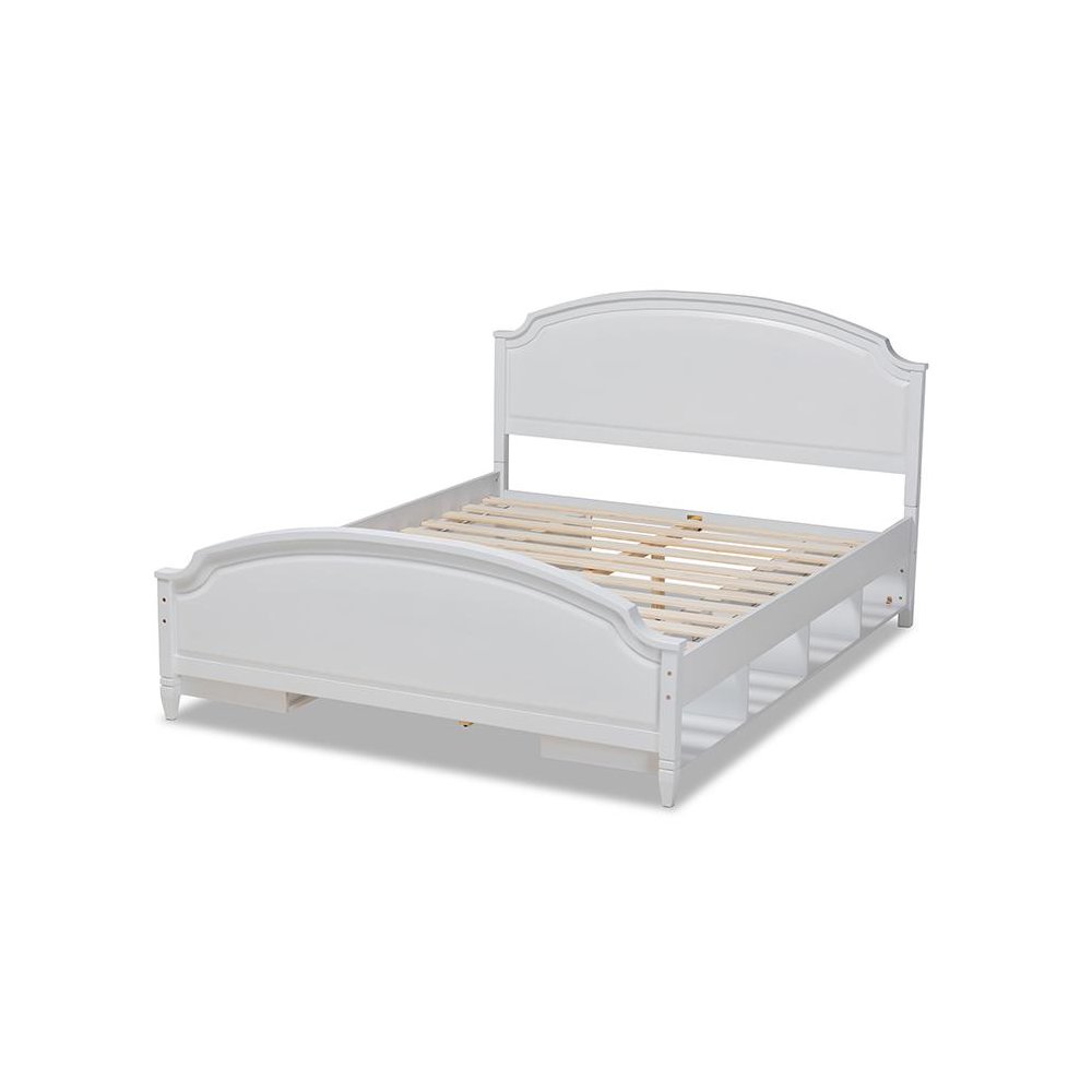 Traditional Transitional White Finished Wood Full Size Storage Platform Bed. Picture 3