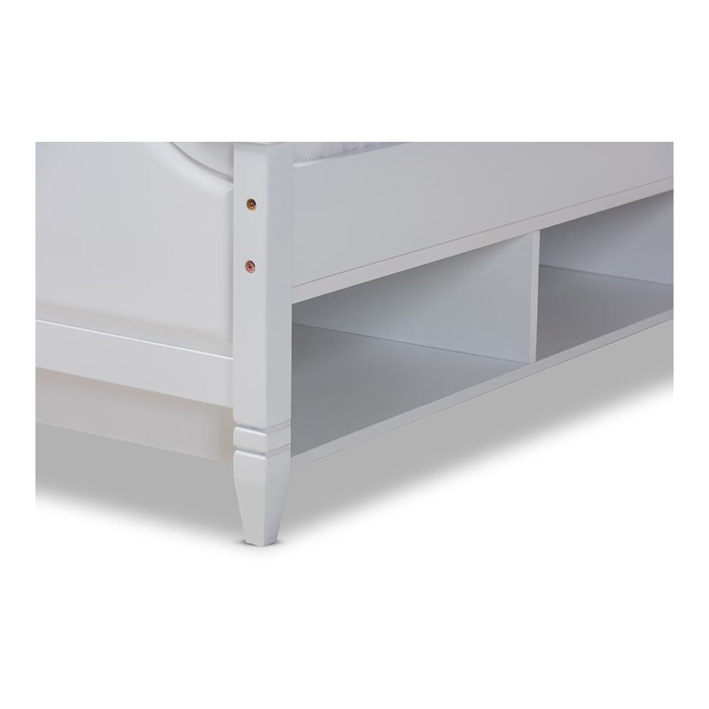 Traditional Transitional White Finished Wood Full Size Storage Platform Bed. Picture 5