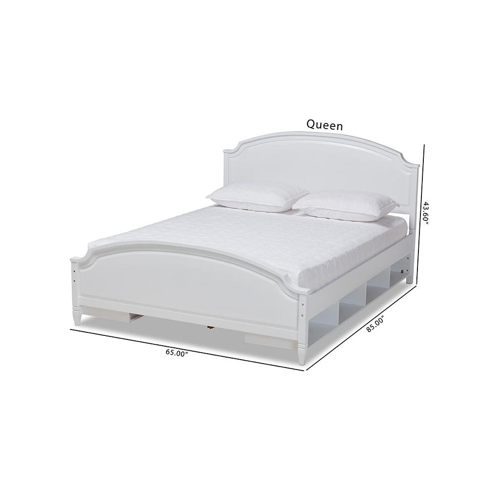 Traditional Transitional White Finished Wood Full Size Storage Platform Bed. Picture 9