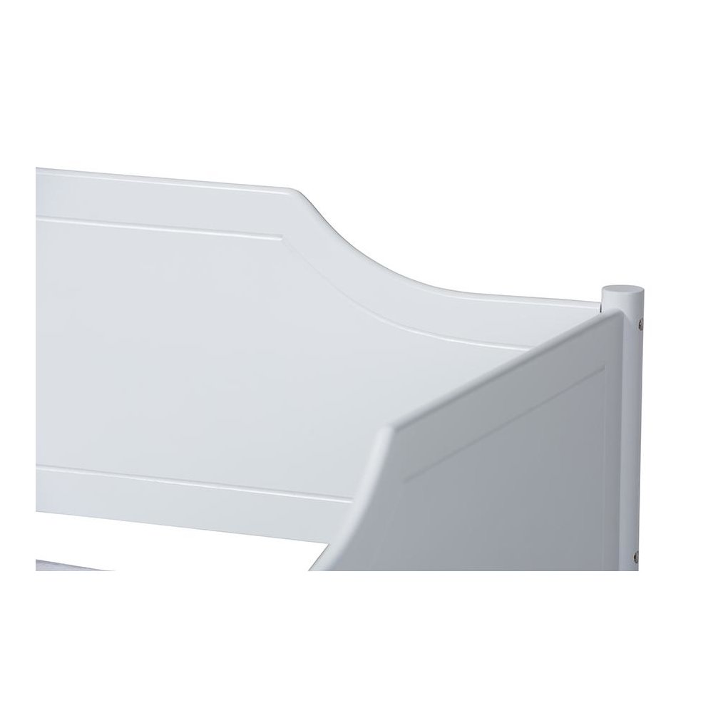 Farmhouse White Finished Wood Twin Size Daybed with Roll-Out Trundle Bed. Picture 6