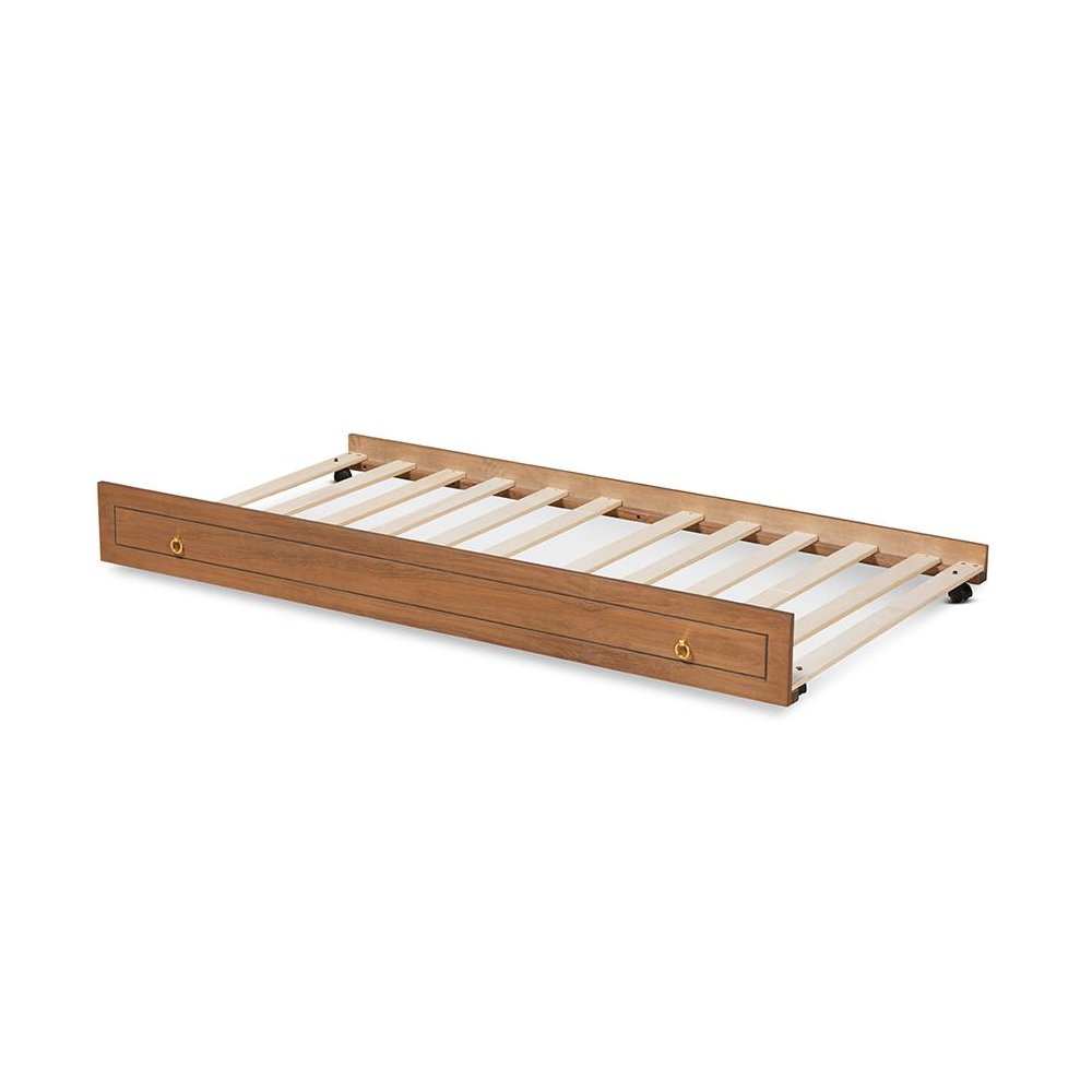 Alya Classic Traditional Farmhouse Walnut Brown Finished Wood Twin Size Trundle. Picture 3