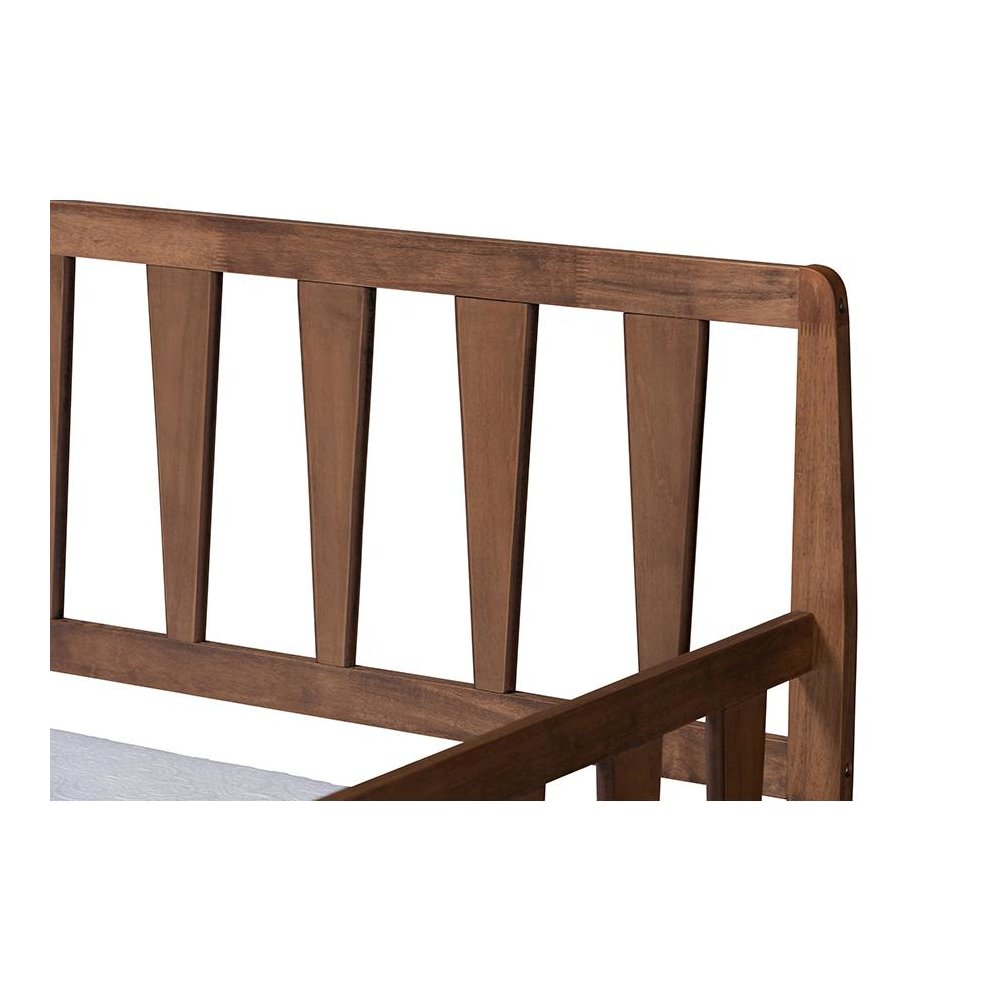 Walnut Brown Finished Wood Twin Size Daybed with Roll-Out Trundle Bed. Picture 6