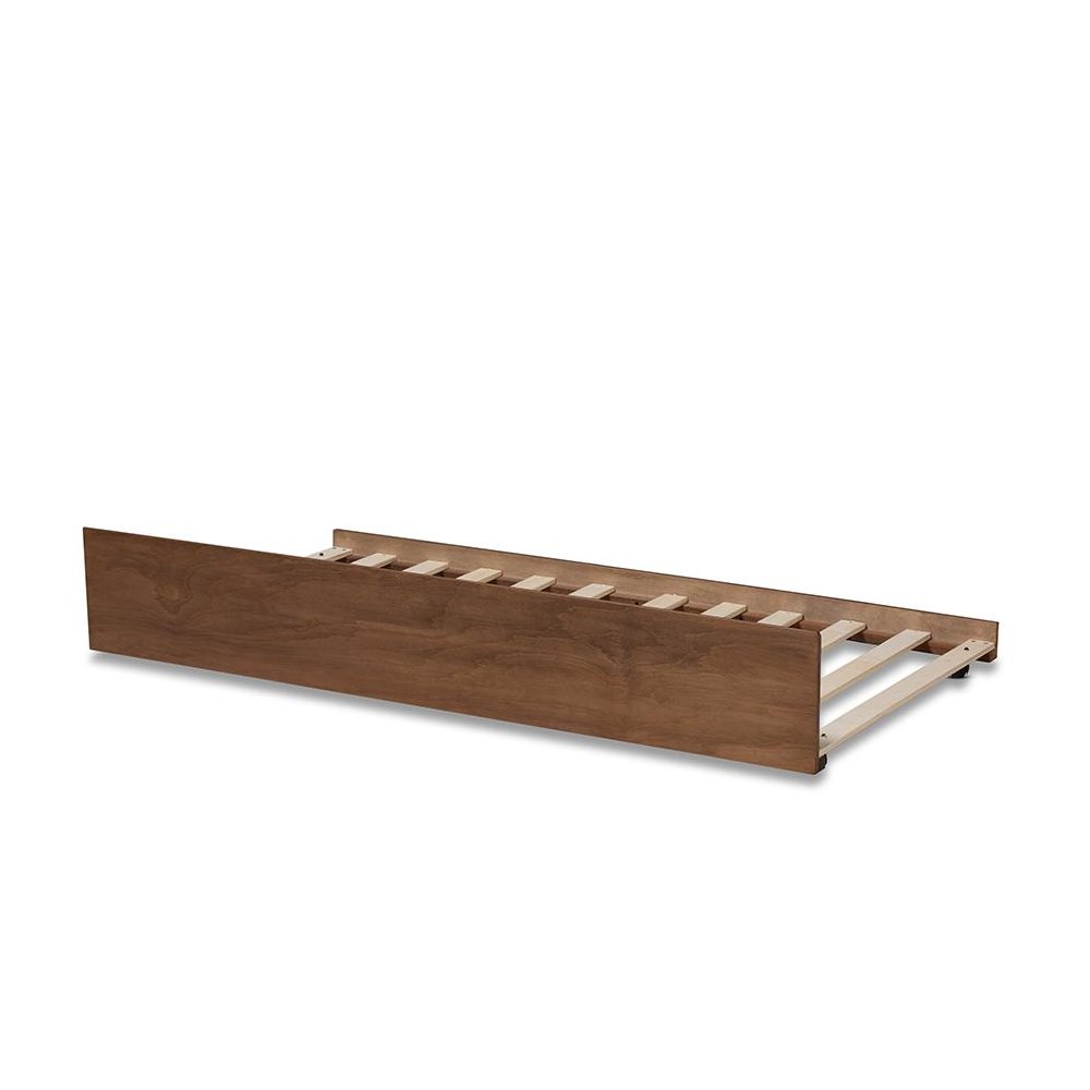 Transitional Walnut Brown Finished Wood Twin Size Trundle Bed. Picture 3