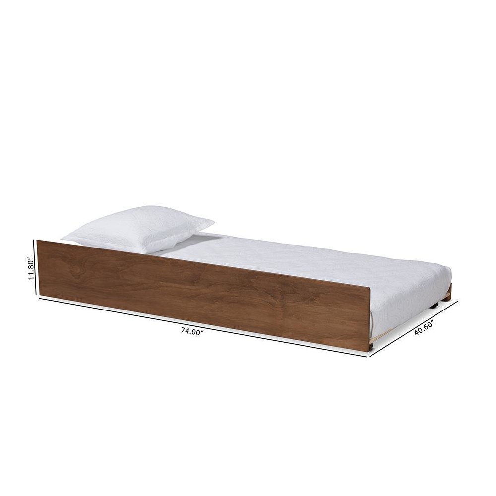 Transitional Walnut Brown Finished Wood Twin Size Trundle Bed. Picture 6