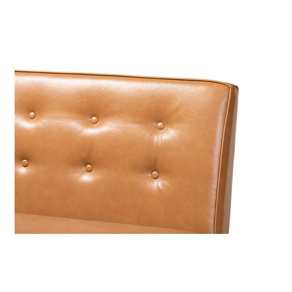 Leather Upholstered Walnut Brown Finished 2-Piece Wood Dining Nook Banquette Set. Picture 4