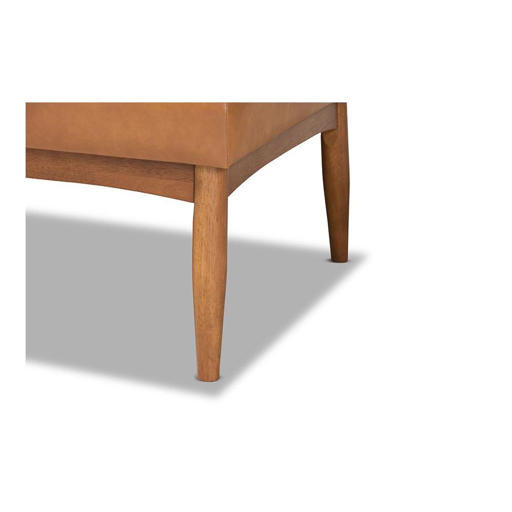 Leather Upholstered Walnut Brown Finished 2-Piece Wood Dining Nook Banquette Set. Picture 5
