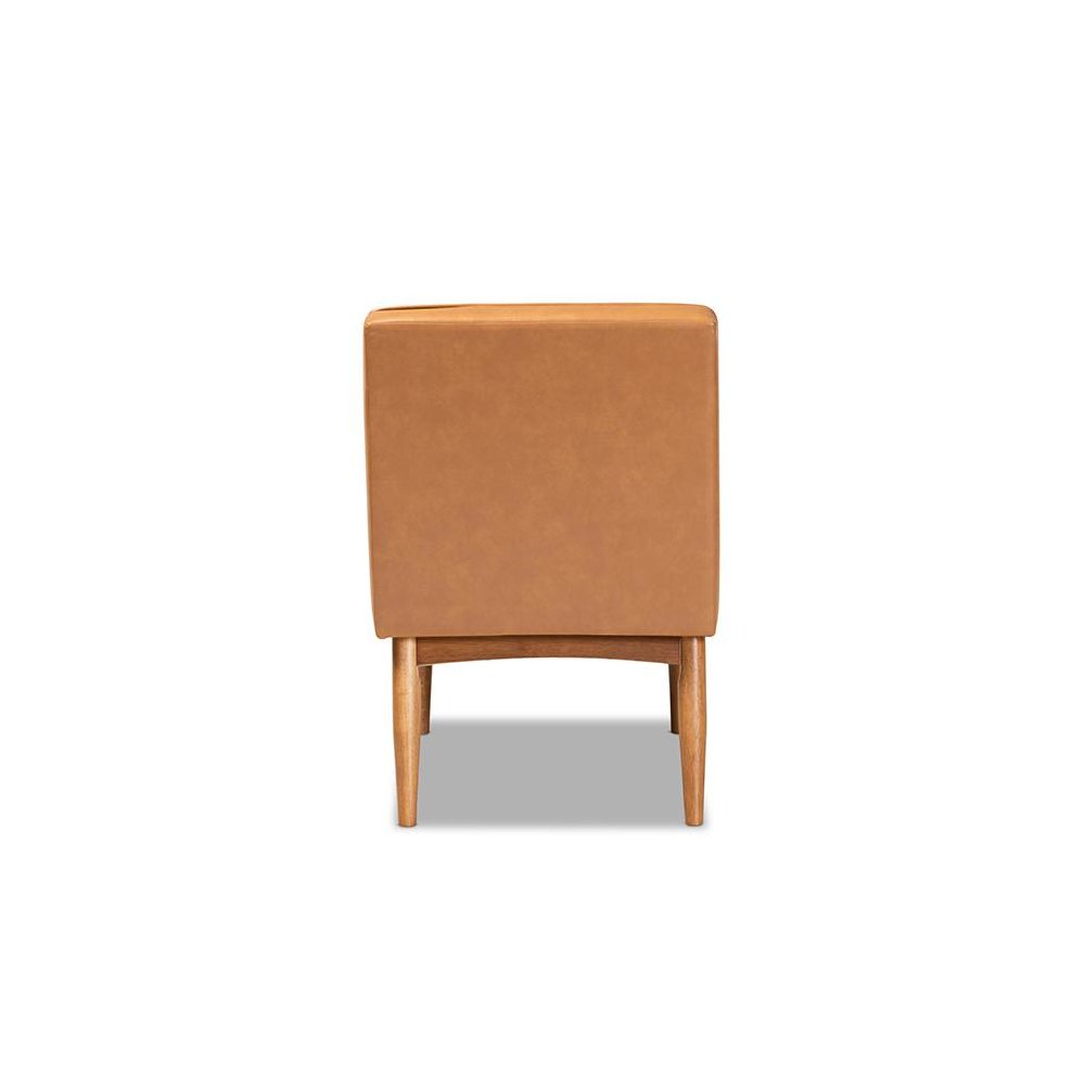 Leather Upholstered and Walnut Brown Finished Wood Dining Chair. Picture 4
