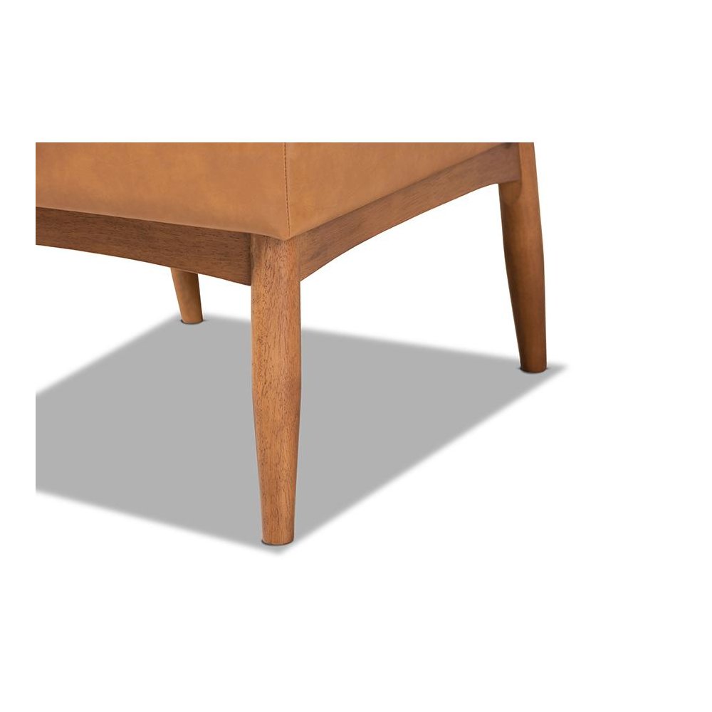 Leather Upholstered and Walnut Brown Finished Wood Dining Chair. Picture 6
