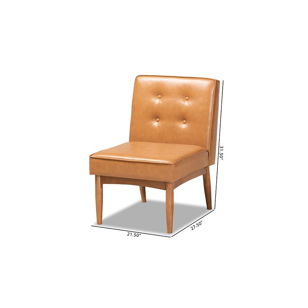 Leather Upholstered and Walnut Brown Finished Wood Dining Chair. Picture 9