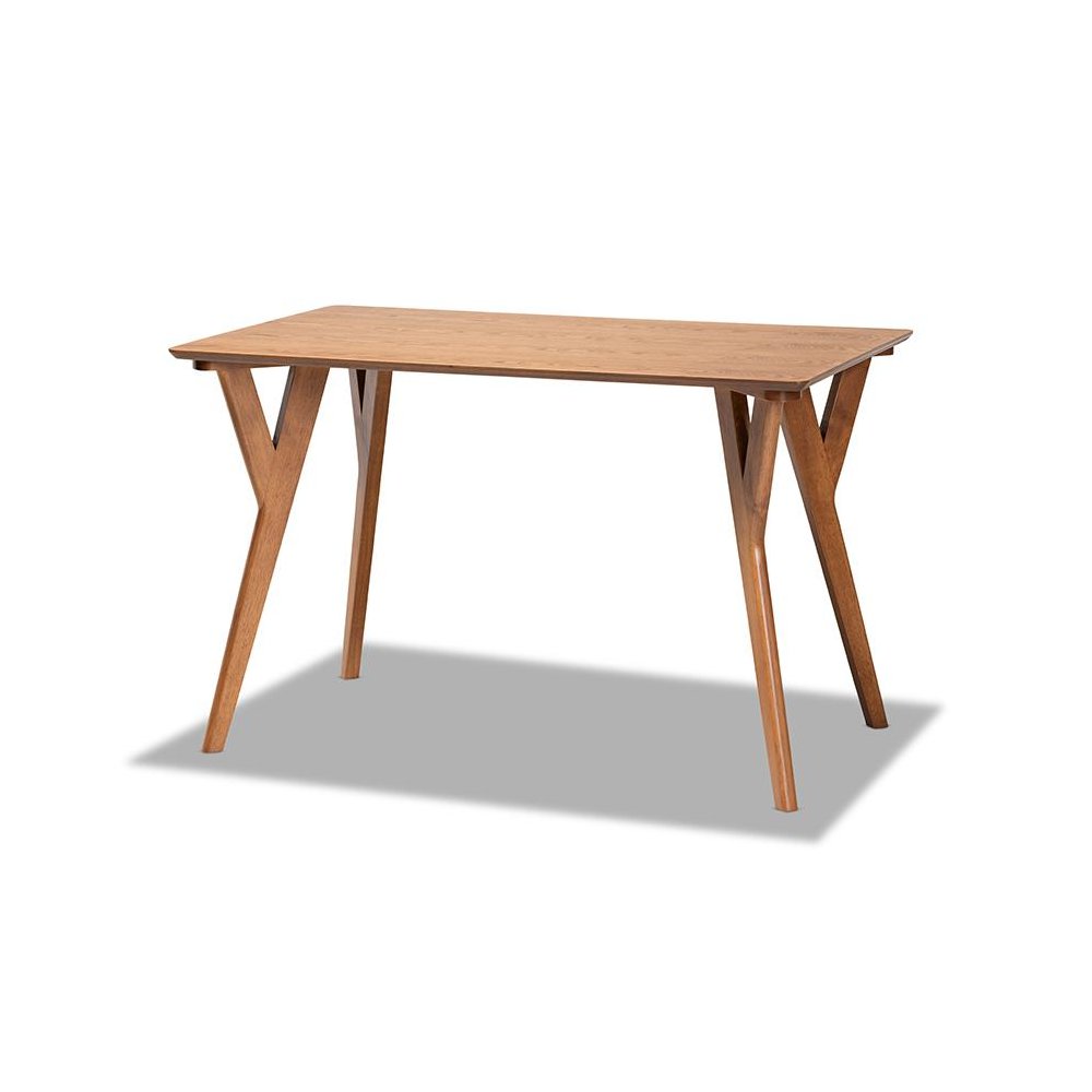 Sahar Mid-Century Modern Transitional Walnut Brown Finished Wood Dining Table. Picture 1