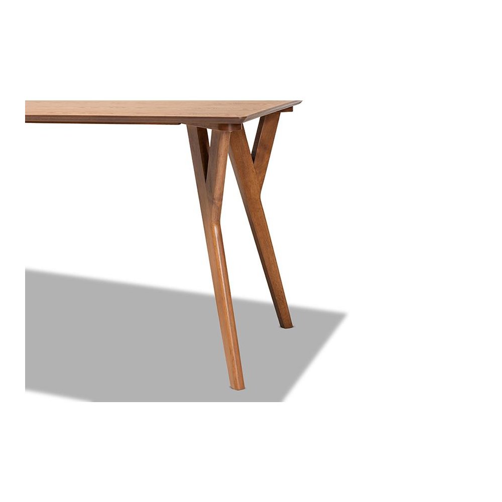 Sahar Mid-Century Modern Transitional Walnut Brown Finished Wood Dining Table. Picture 5