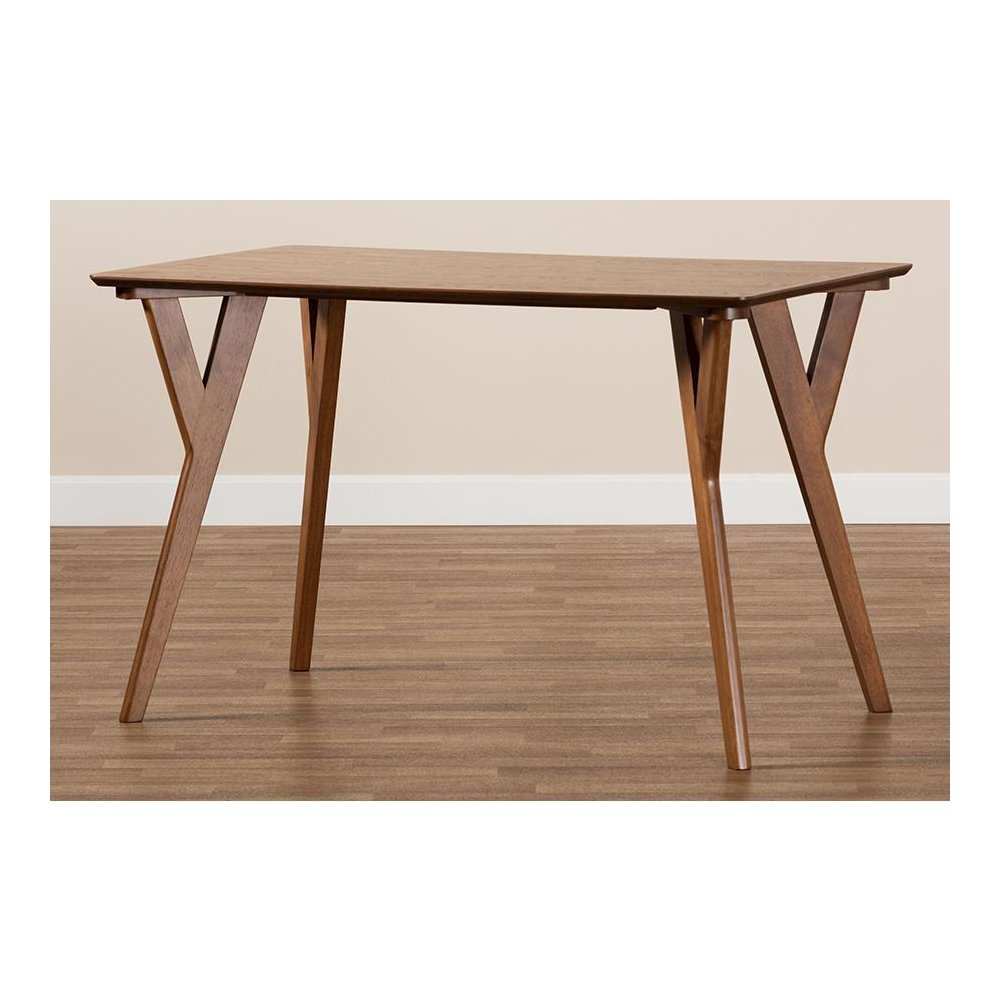 Sahar Mid-Century Modern Transitional Walnut Brown Finished Wood Dining Table. Picture 7