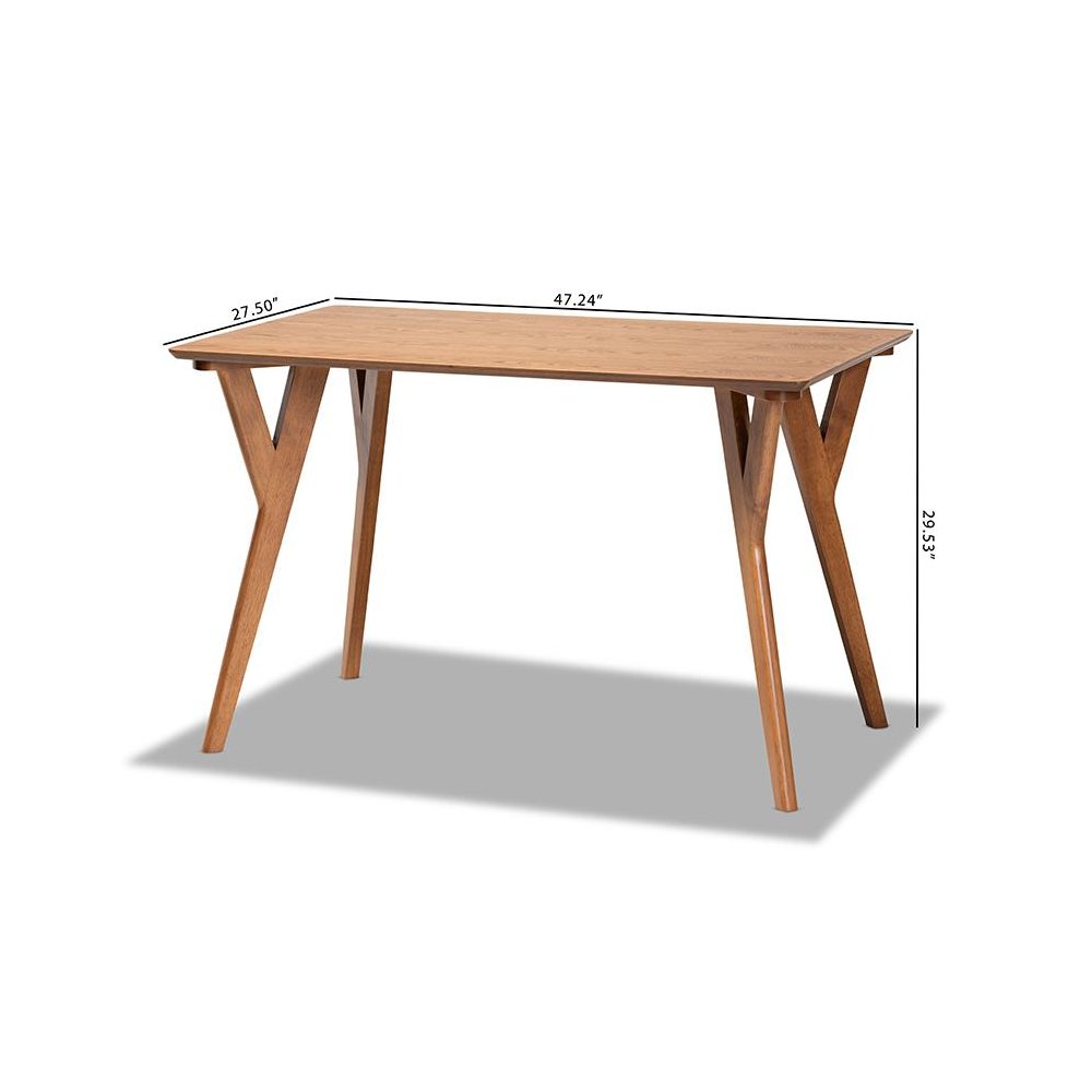 Sahar Mid-Century Modern Transitional Walnut Brown Finished Wood Dining Table. Picture 8