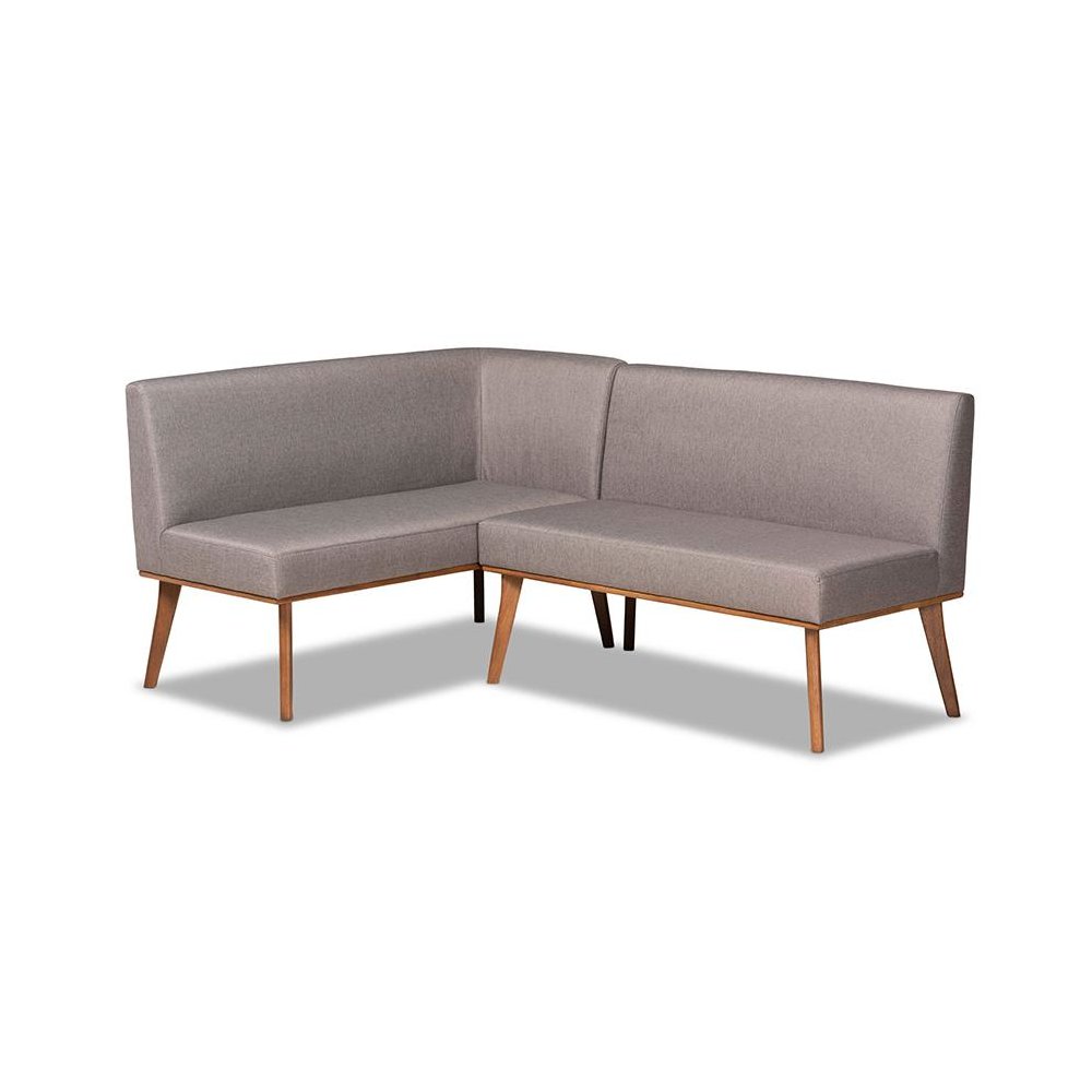 Walnut Brown Finished 2-Piece Wood Dining Nook Banquette Set. Picture 1