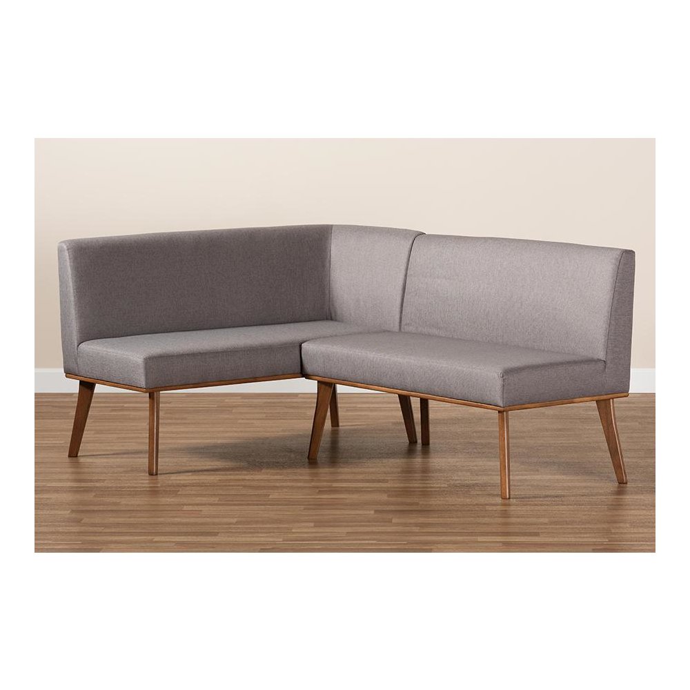 Walnut Brown Finished 2-Piece Wood Dining Nook Banquette Set. Picture 7