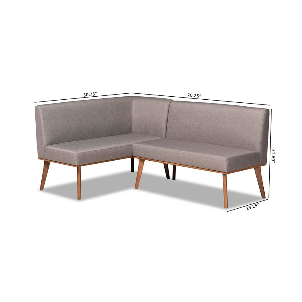 Walnut Brown Finished 2-Piece Wood Dining Nook Banquette Set. Picture 8