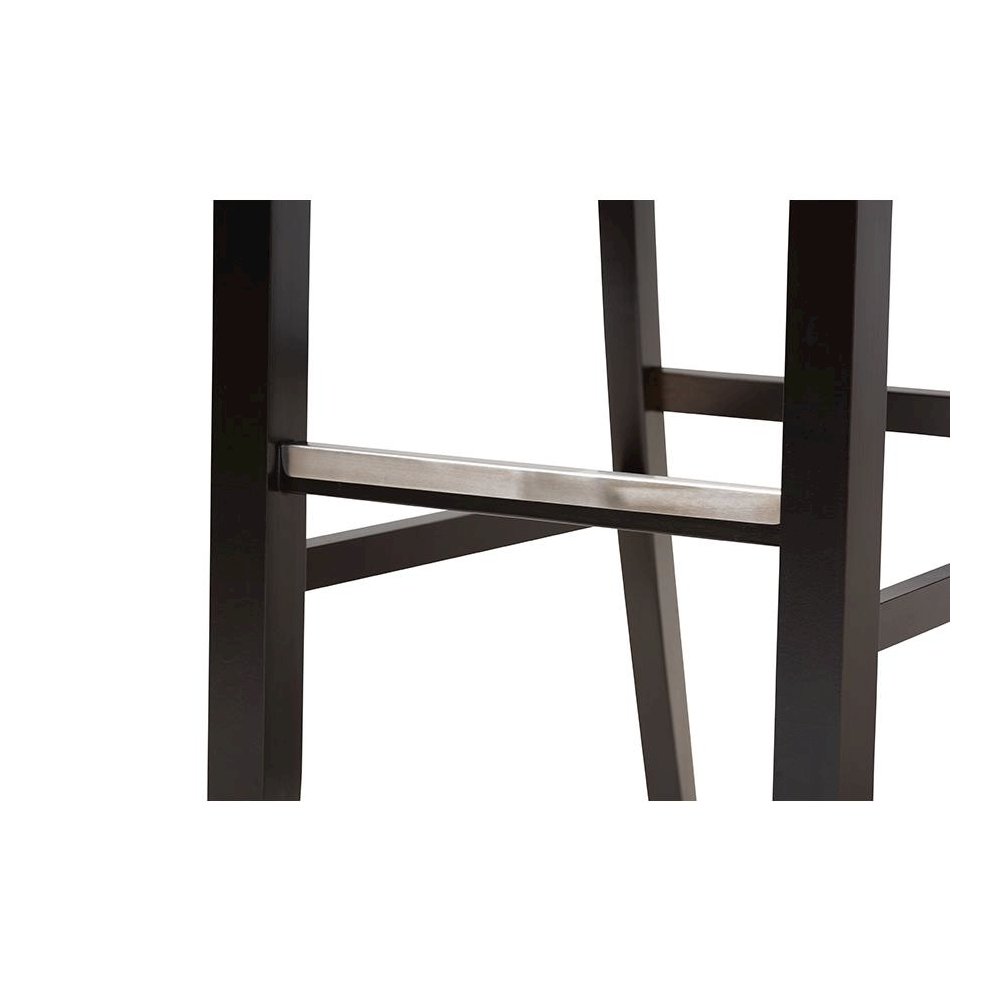 Sand Fabric Upholstered and Espresso Brown Finished Wood 2-Piece Bar Stool Set. Picture 5