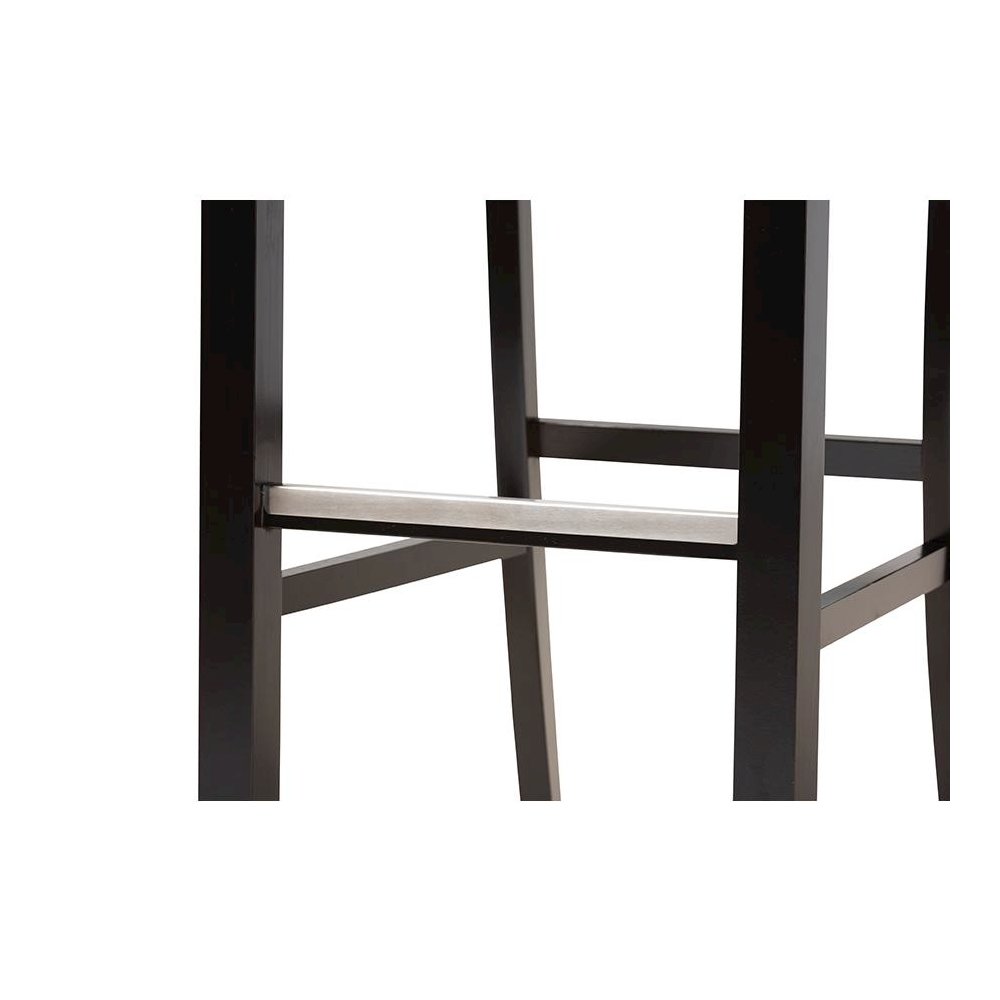 Grey Fabric Upholstered and Espresso Brown Finished Wood 2-Piece Bar Stool Set. Picture 5