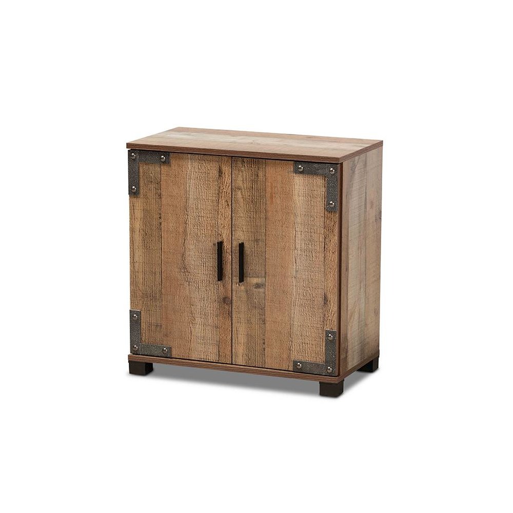 Farmhouse Rustic Finished Wood 2-Door Shoe Cabinet. Picture 1