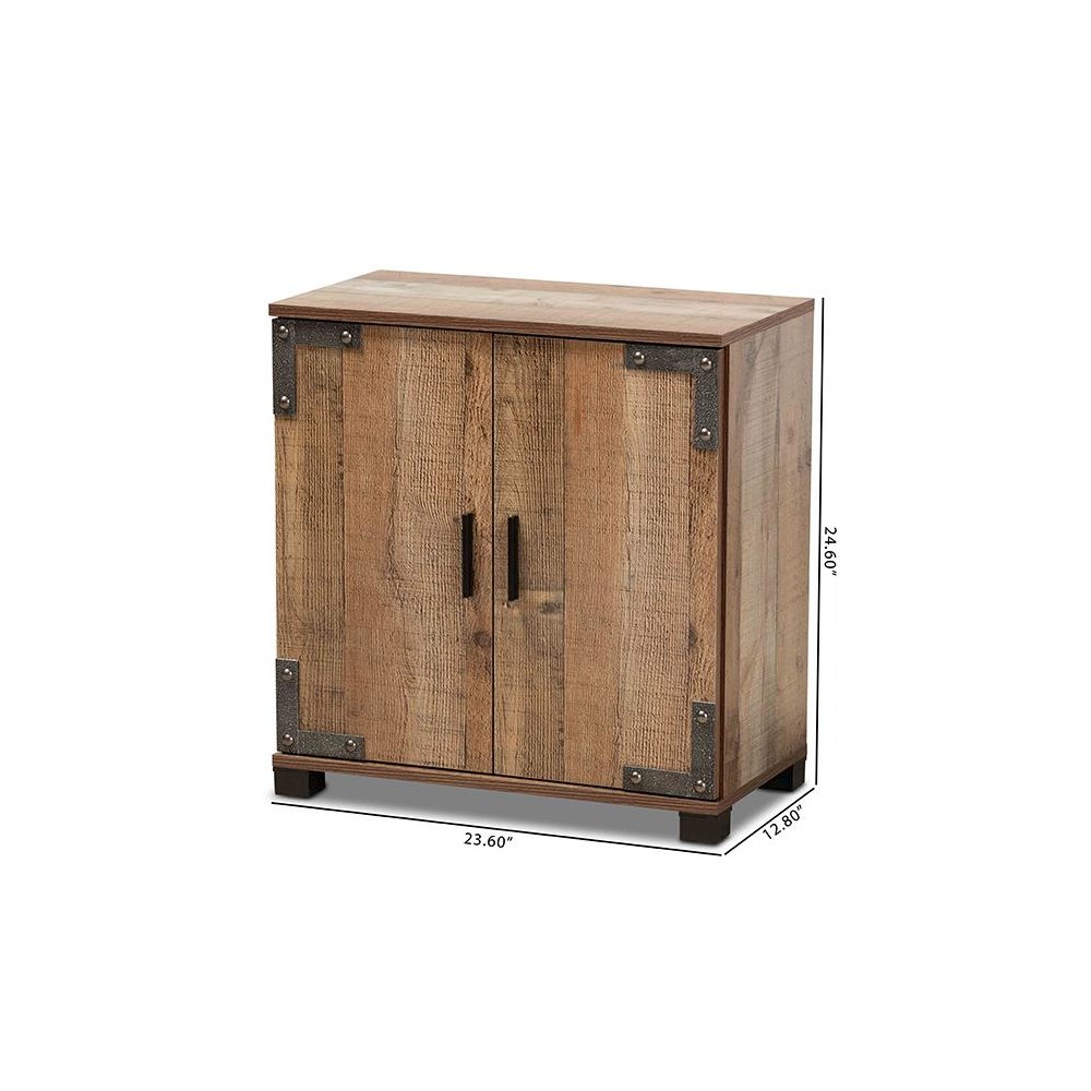 Farmhouse Rustic Finished Wood 2-Door Shoe Cabinet. Picture 10