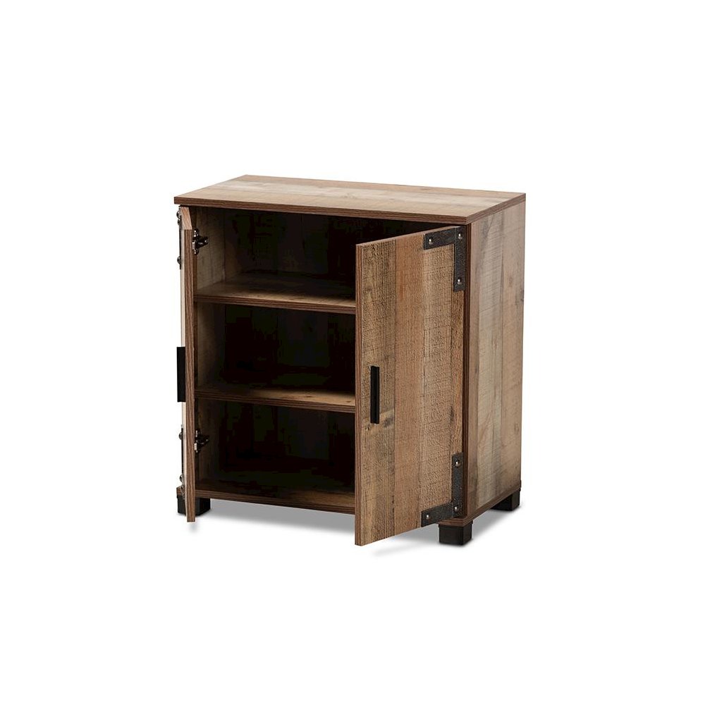 Farmhouse Rustic Finished Wood 2-Door Shoe Cabinet. Picture 2
