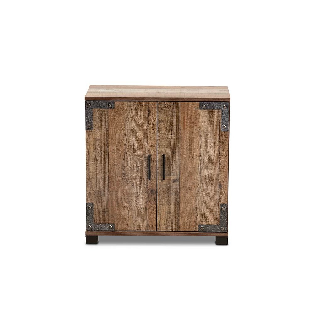 Farmhouse Rustic Finished Wood 2-Door Shoe Cabinet. Picture 3