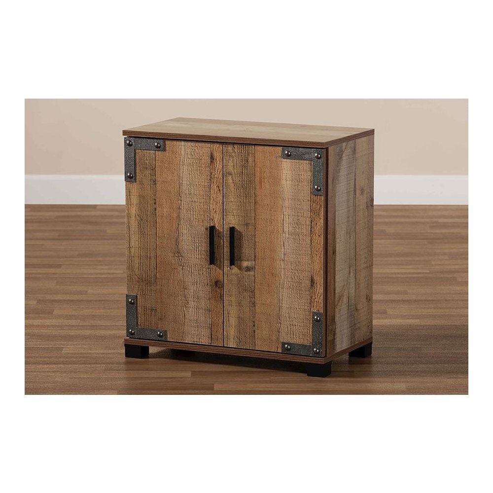 Farmhouse Rustic Finished Wood 2-Door Shoe Cabinet. Picture 9