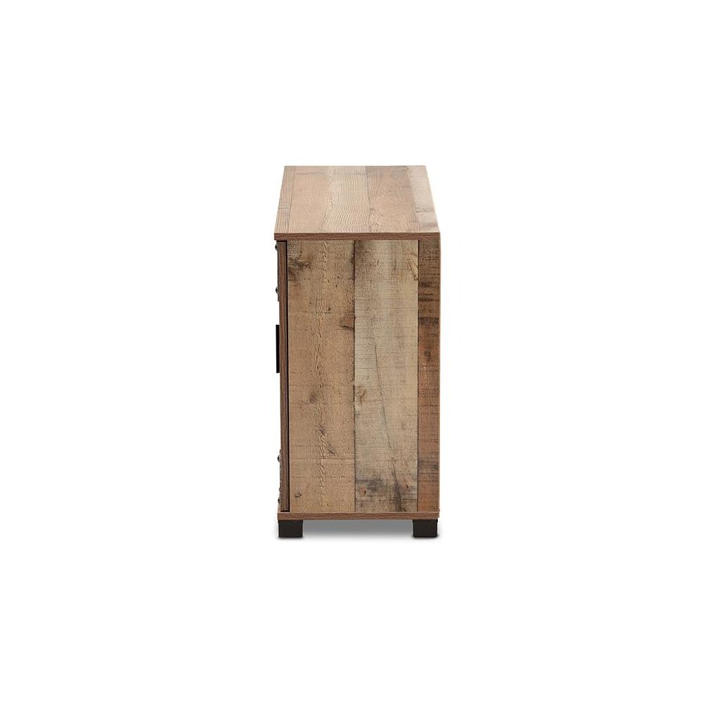 Farmhouse Rustic Finished Wood 3-Door Shoe Cabinet. Picture 4
