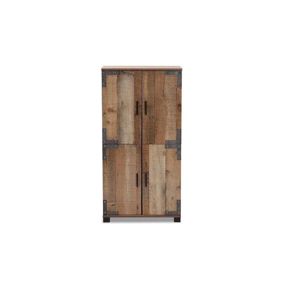 Farmhouse Rustic Finished Wood 4-Door Shoe Cabinet. Picture 3