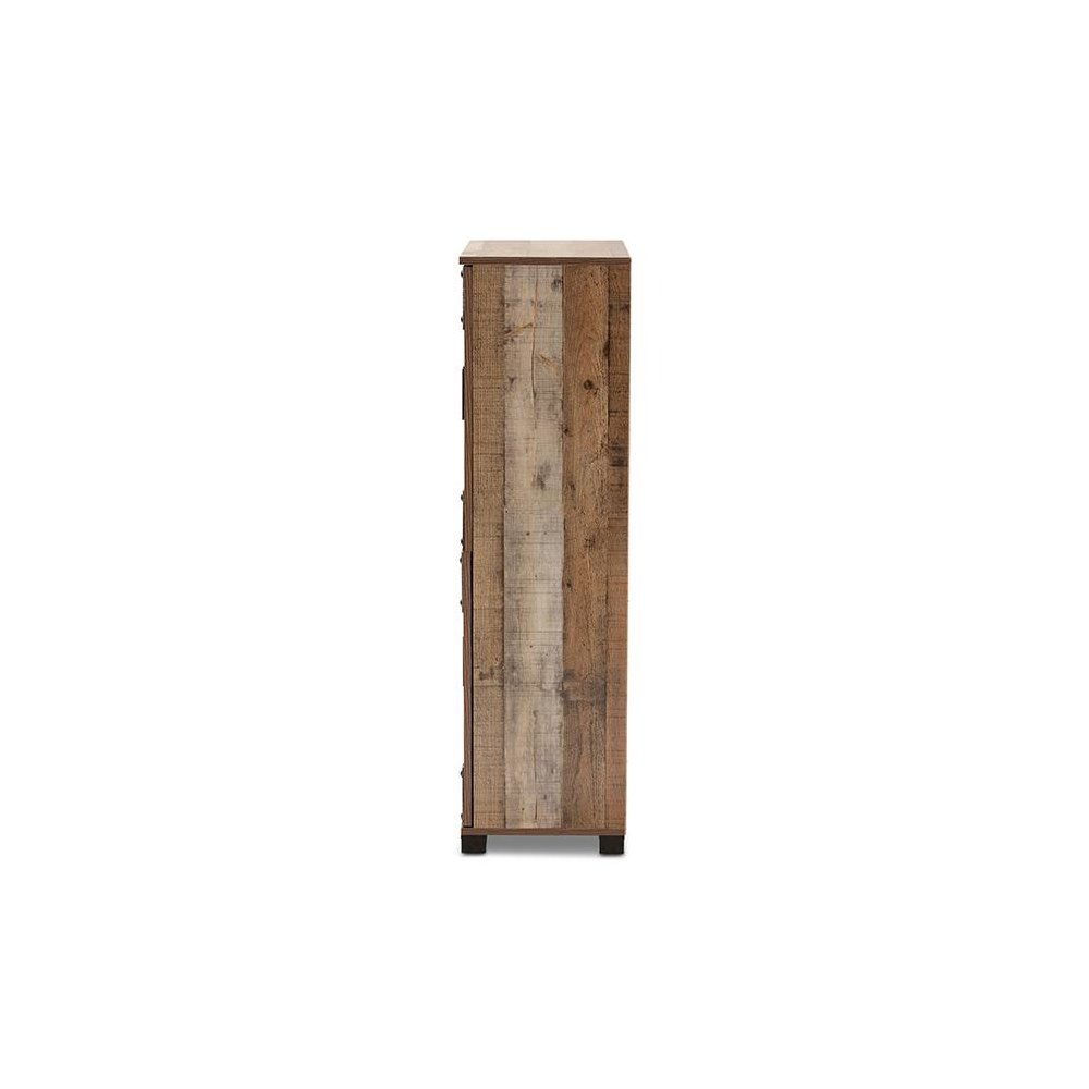 Farmhouse Rustic Finished Wood 4-Door Shoe Cabinet. Picture 4